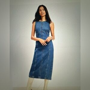 Loft Midi seamed denim dress size 10P